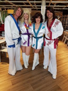 Our Super Swedes Abba Tribute band in Ikea before our performance